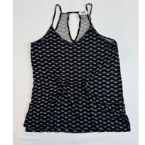 Boho Old Navy Geometric Halter Tank Top Womens Small Black White